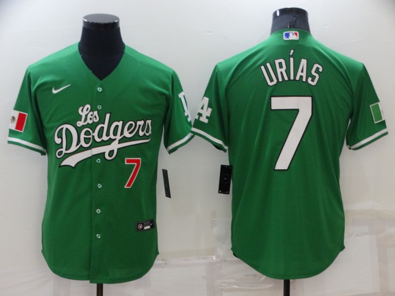 Men's Los Angeles Dodgers #7 Julio Urias Green Stitched Baseball Jersey Men's Los Angeles Dodgers #7 Julio Urias Green Stitched Baseball Jersey